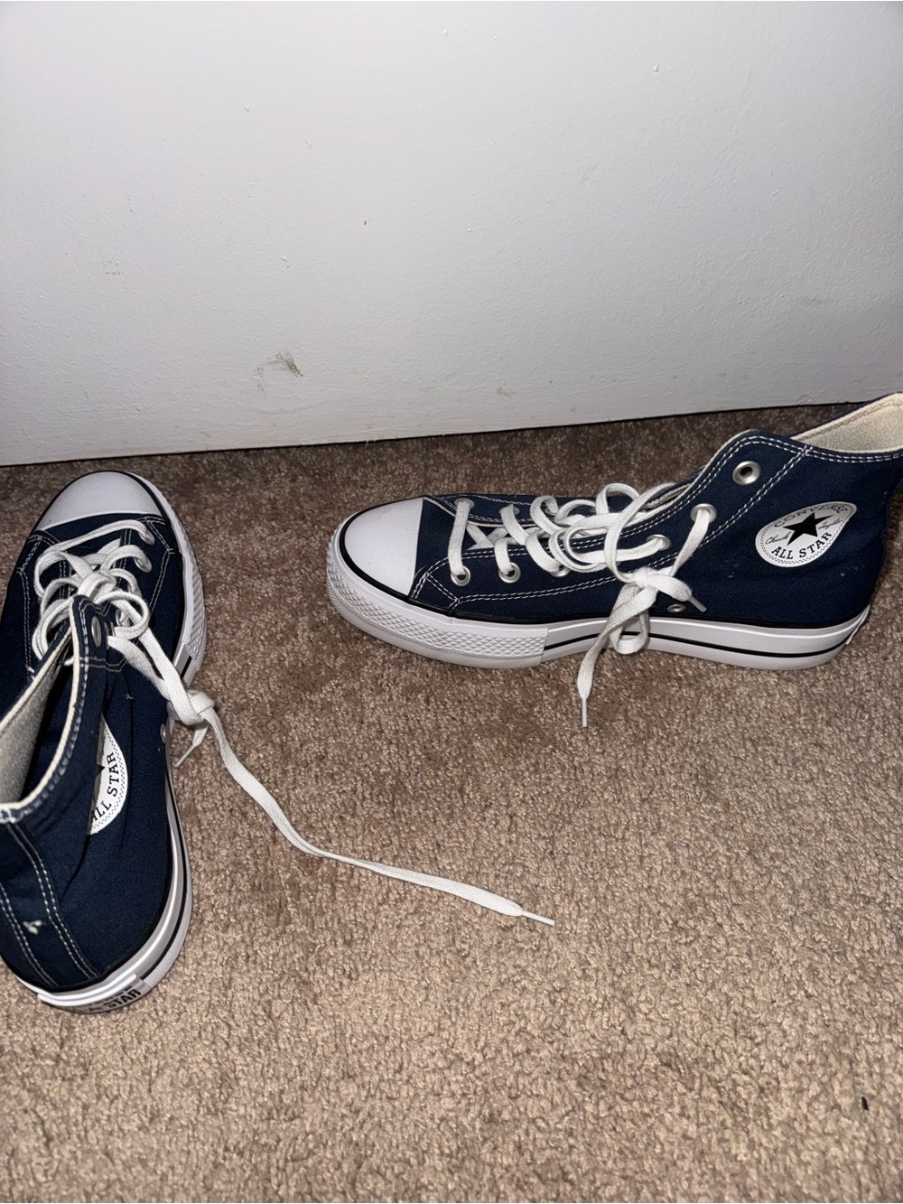 Converse Navy and White High Top Sneakers